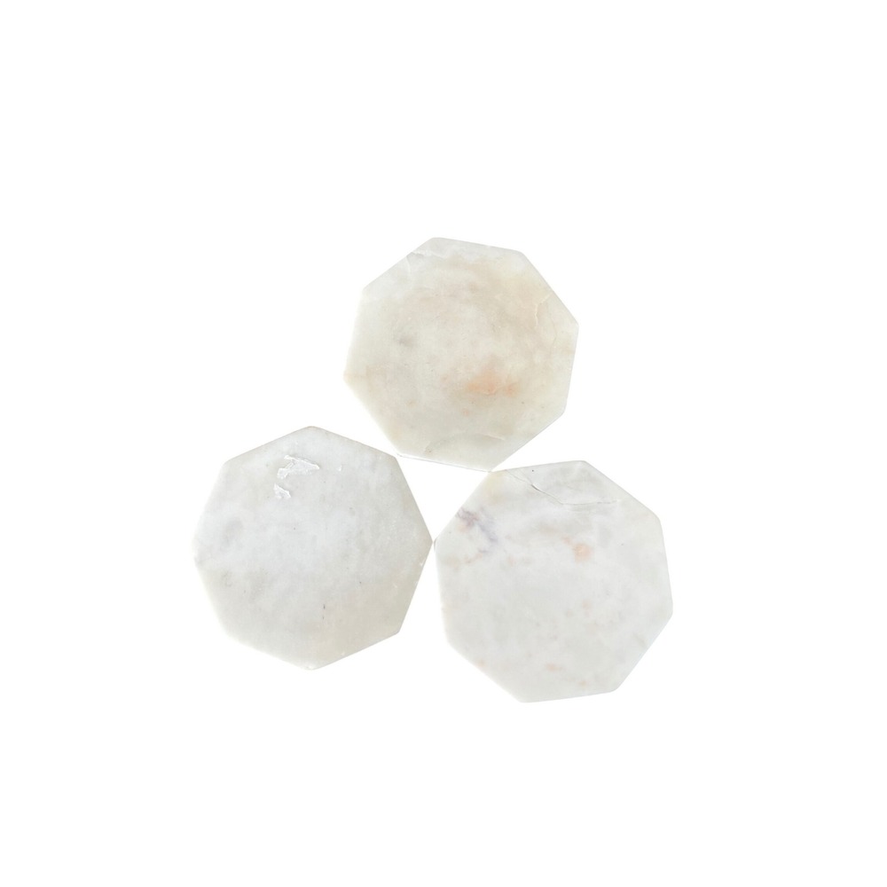 White Marble Hexagon Coasters Set of 3 Natural Stone Drink Coasters with Feet